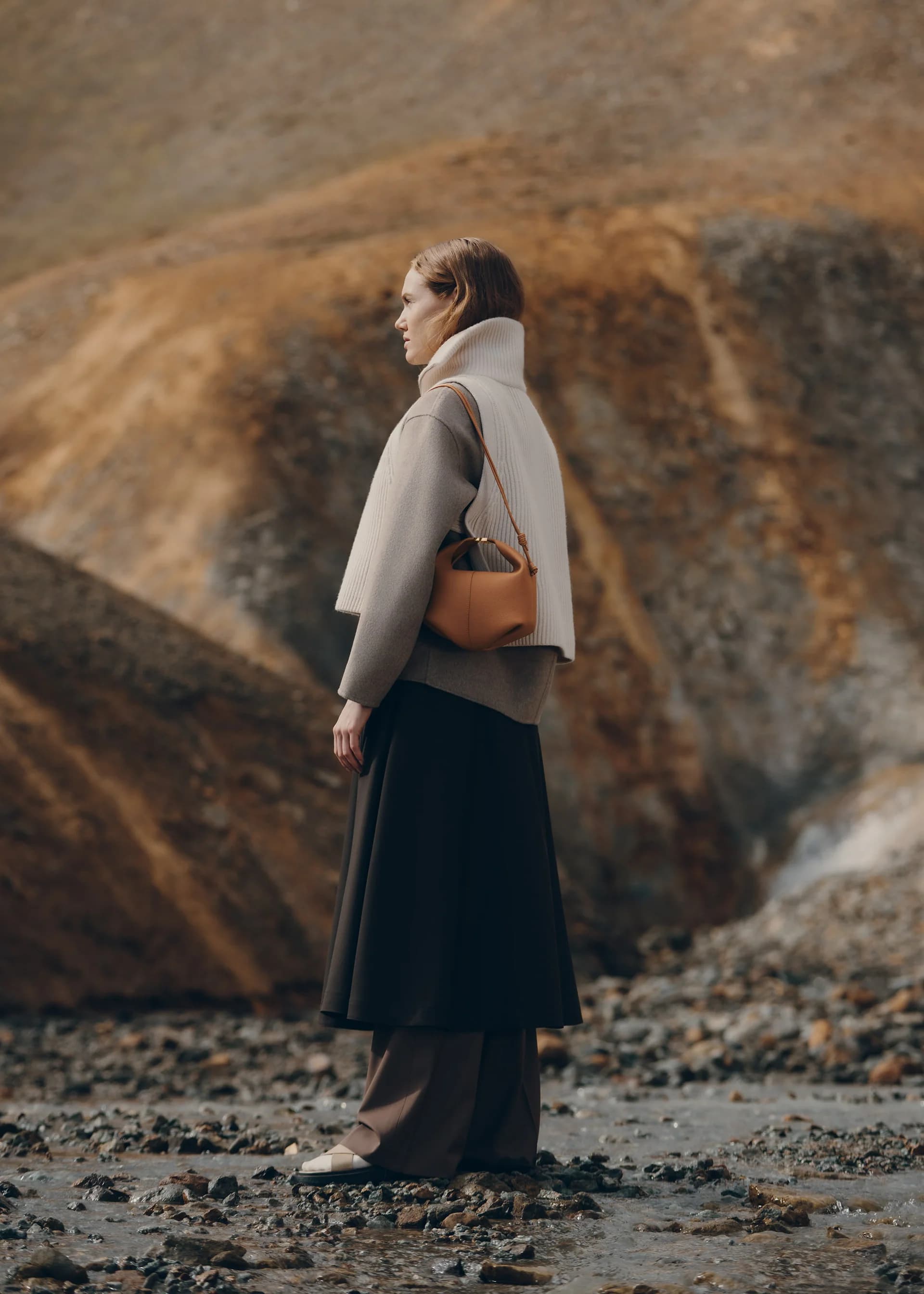 Polène Bag BÉRI BANDOULIÈRE — Camel Grained